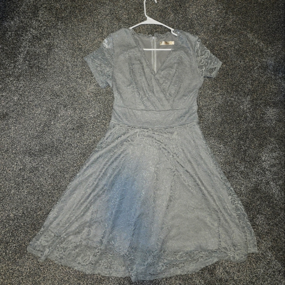 Elegant Gray Lace Dress